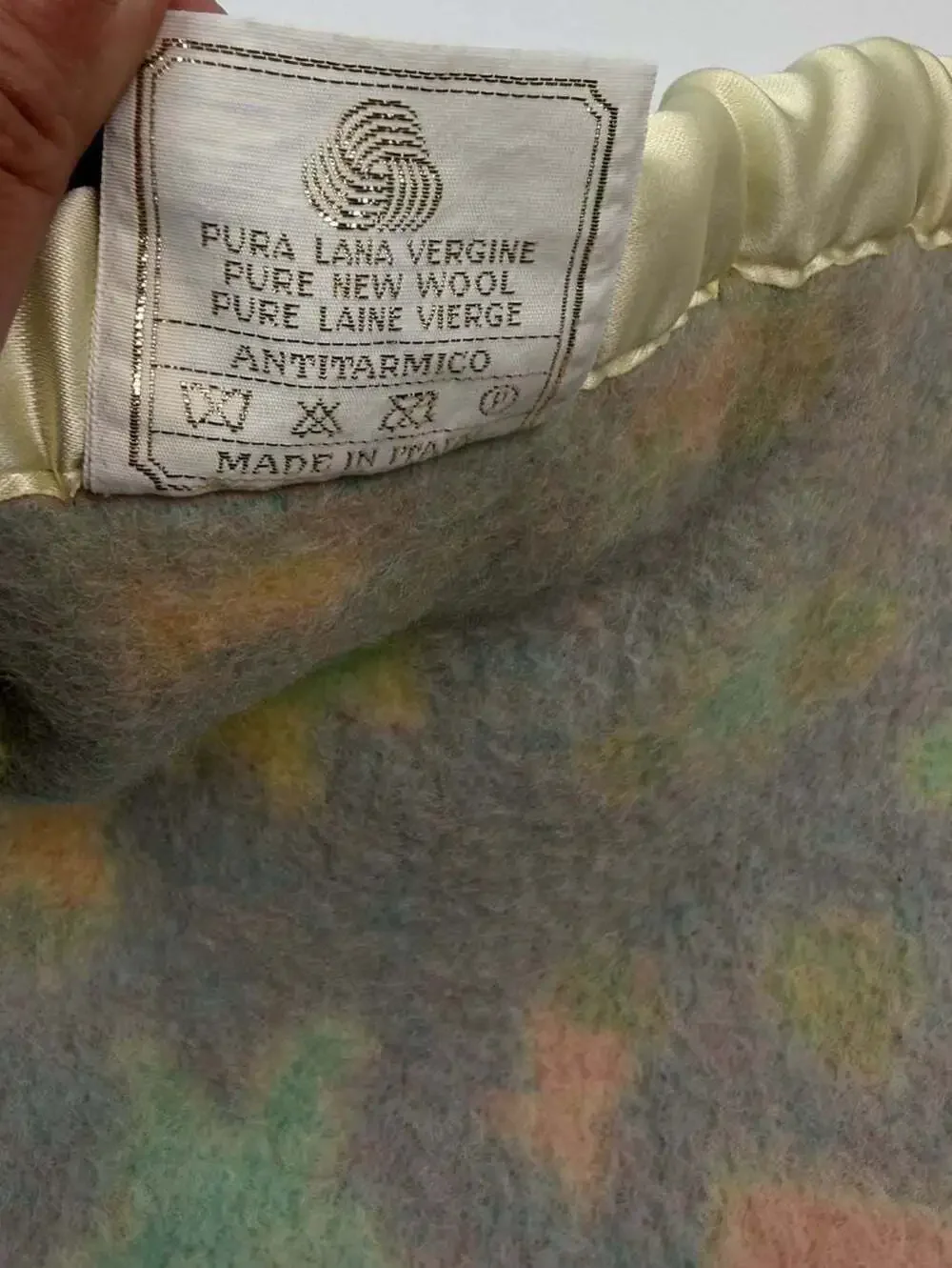 Vintage Somma Noah's Ark Baby Blanket Pure New Wool Satin Trim Italy 36 x 48”